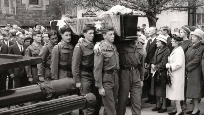 The funeral of Private Errol Noack in Adelaide in 1965.