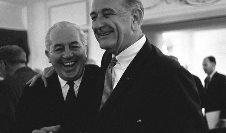 Harold Holt [left] and U.S. President Lyndon Johnson [right]