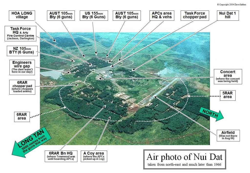 An aerial view of Nui Dat from 1971 