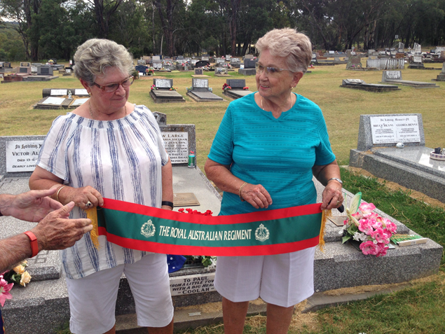 Paul Larges Sisters at his grave in Coolah NSW: